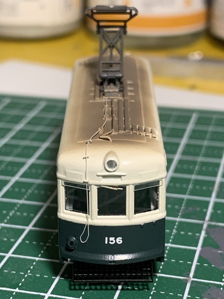 今年一作目は広電156になりました🎉 模型にすると全長約6cm、手のひら