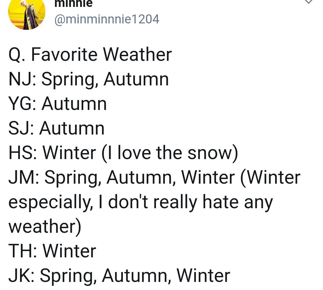 same fav food, fav weather, sleeping habits and favourite number?