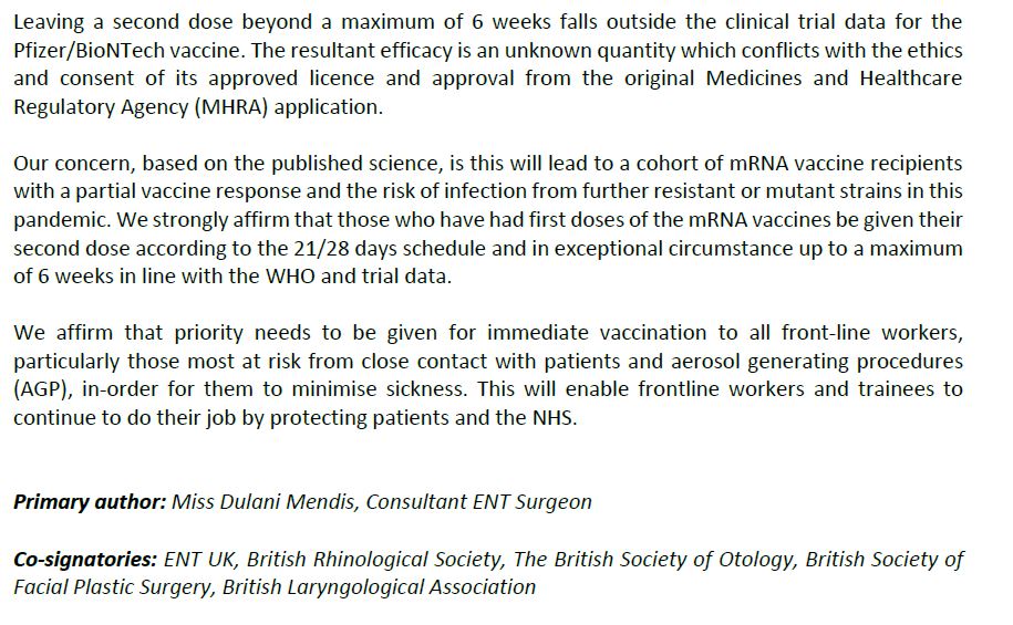 Ignoring the Science (delayed second mRNA vaccine doses) puts frontline workers and all recipients at risk #COVIDVaccination #CovidVaccine view our full statement...