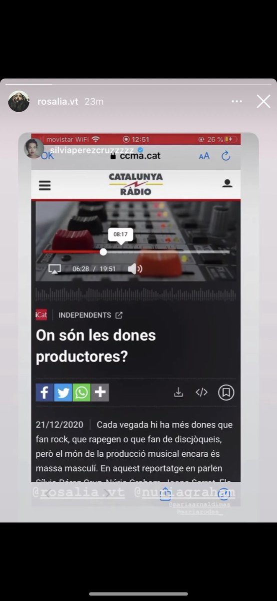 blaimarse's tweet photo. La @rosalia i la @Sperezcruz han compartit a Instagram el report que vam fer amb @independentiCat sobre #DonesProductores 😊 Deixo aquí els links per si us el vau perdre👇🏼

🔊 https://t.co/J4QwYkEPqg
✍🏼 https://t.co/tpZlcXdB9U https://t.co/KtuzUq4vdS