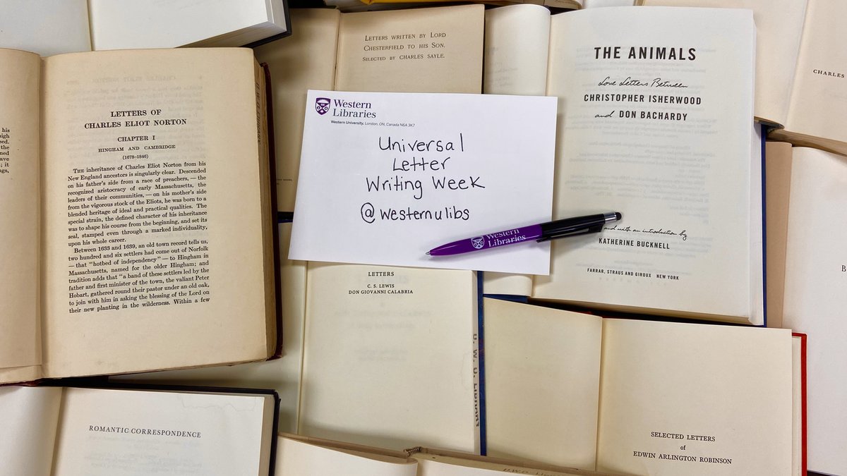 westernulibs's tweet photo. Happy #UniversalLetterWritingWeek! If you need some inspiration for your own letters, check out the huge collection of letters we have @westernulibs. Grab a sheet of paper and send off a note to a loved one, or get ahead of #kindmail for this semester! https://t.co/STEKyiWfuf