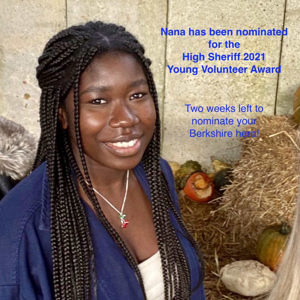 Nana has volunteered at a #foodshare programme in Reading since March and ‘walked the extra mile’ to support people in need. Nominate your #Berkshire hero Closing date 31st January berkshirehighsheriff.com/awards