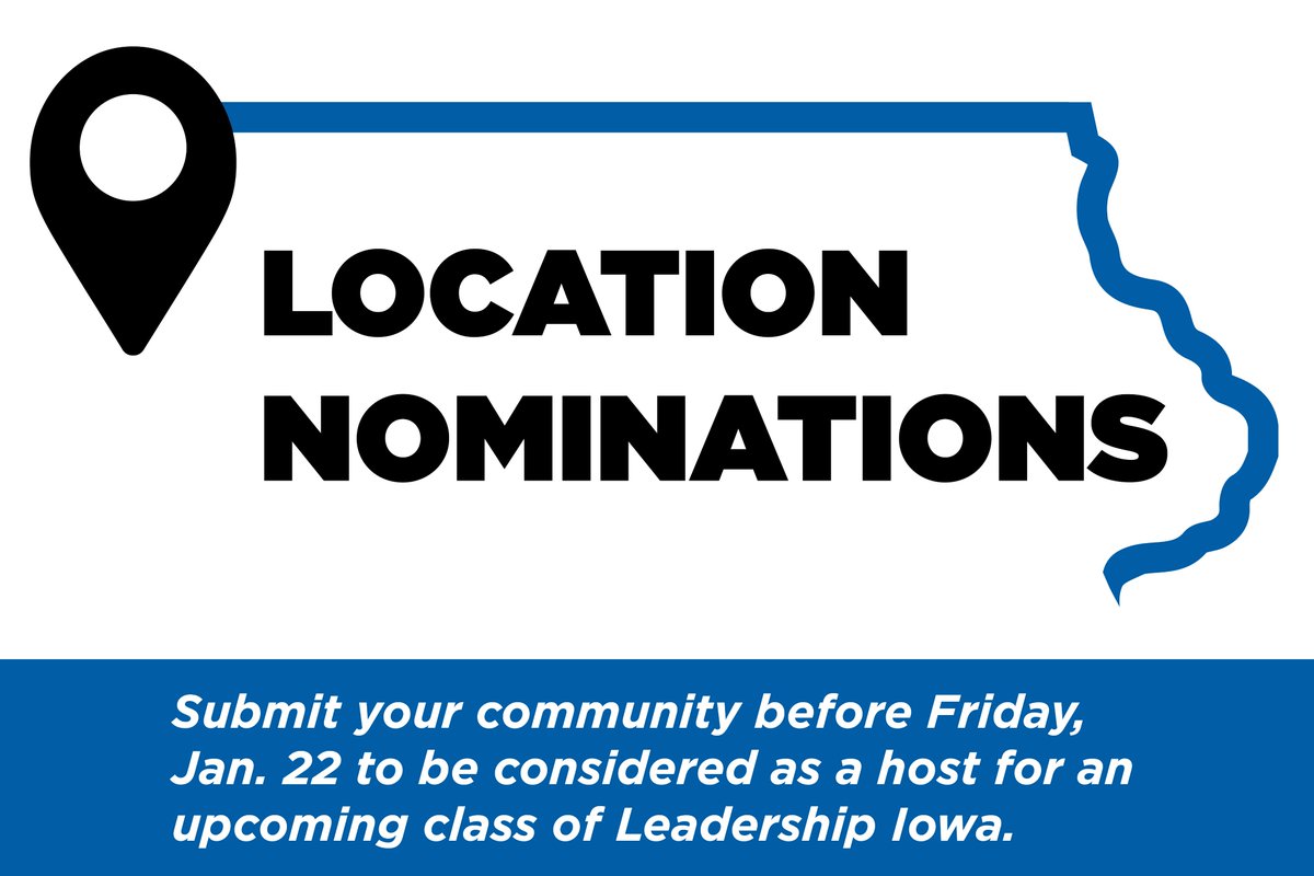 LeadershipIowa's tweet photo. Leadership Iowa is looking for new locations across the state to visit! Communities demonstrate their area’s unique attributes to 40 Iowa leaders during one of the program’s eight two-day sessions. Submit your location nominations before Jan. 22 at https://t.co/lgObJSkuYX! https://t.co/2etHARJC3N