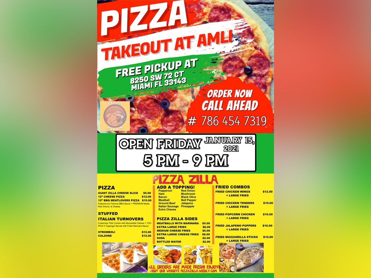 Miami pizza (near dadeland mall! South miami ) open 5-9 this Friday