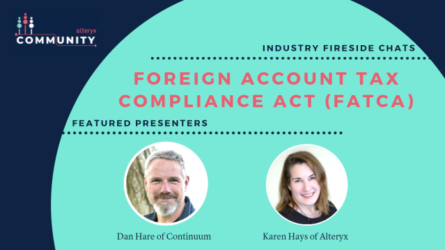 ChrisShernaman's tweet photo. Happy New Year #AlterNation! Tune into the latest Alteryx Fireside Chat 🔥 where Dan Hare founder and CEO of Continuum joins Karen Hays Sr. Marketing Manager to discuss FATCA and why it's top of mind. https://t.co/u7e7h97TC1 #AlteryxAddicts​ https://t.co/gUsUUMZDWu https://t.co/L2JPMfti9V