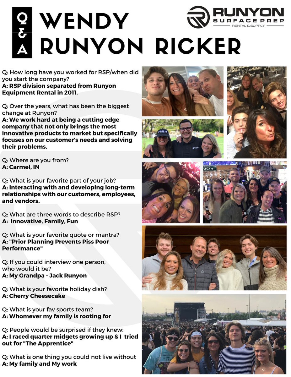 To wrap up our "Who We Are Wednesday" series, last but not least, we are featuring our President, Wendy Runyon Ricker! 

We’re grateful for her leadership, commitment, and contributions to our company and industry as a whole. We are lucky to have you lead our team!

#WeAreRunyon