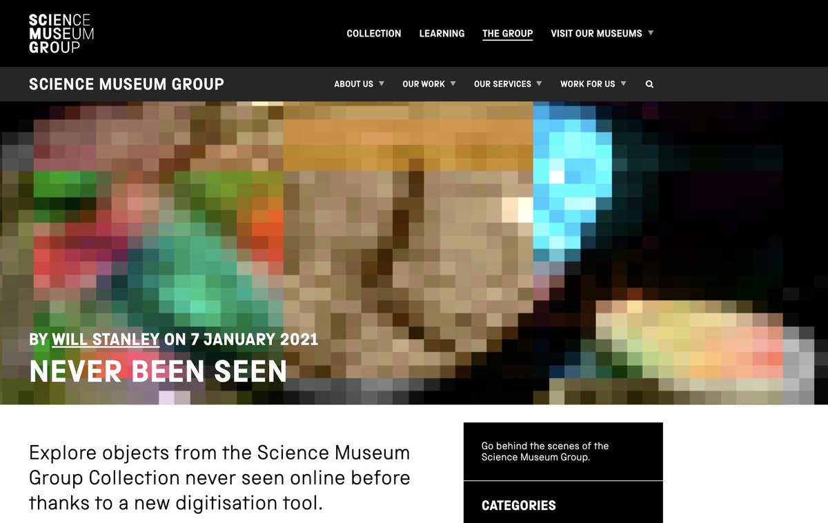 ElisaGravil's tweet photo. Une nouvelle interface de collections qui favorise la sérendipité , développée par le @sciencemuseum : #NeverBeenSeen . La pixellisation des objets crée un mystère qui pousse à la curiosité ! Intéressant 🧐 #Collections #museums #Museovation https://t.co/FOXtBRbmYP