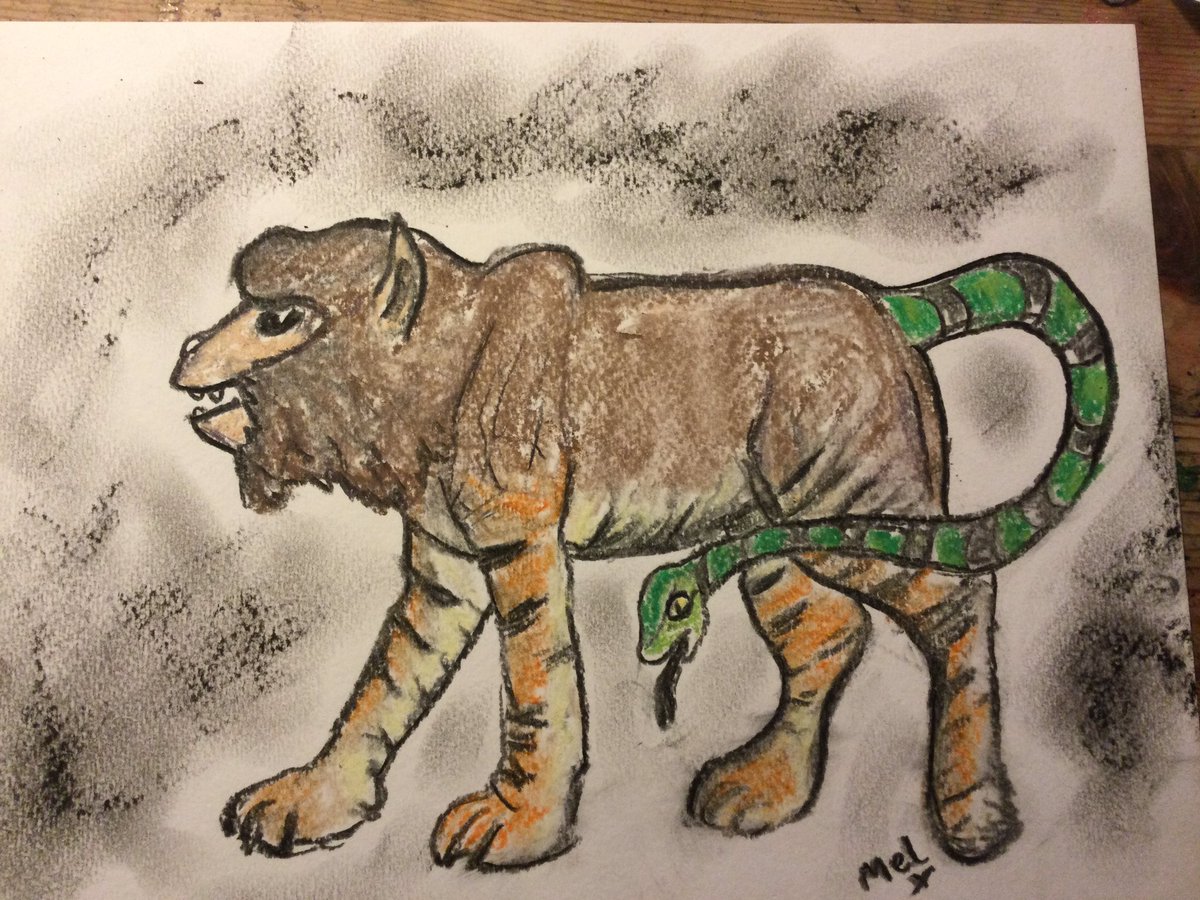 MWBoyleWriter's tweet image. Nue, the Chimera of Japan. Thought to comprise of a variety of creatures. In Some cases it had the head of a monkey, body of a dog, legs of tiger and tail of a snake. It hid itself in a black venomous cloud and was thought to bring bad luck. #folklore #illustration