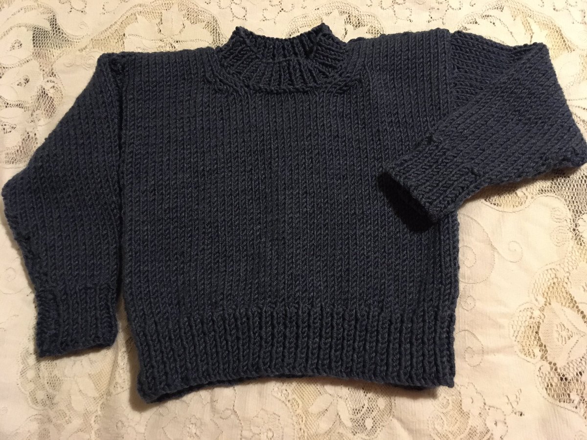 HandKnittedLove's tweet photo. One little jumper finished &amp; ready for sale it’s chunky knit in Bellissima yarn, machine washable and has a very soft  silky feel to it. Size 24” chest knitted approximately age 3-4yrs 
Shade double denim 
#stylecraftyarn #handmade #handknitted #childrensjumper #knittingtherapy https://t.co/qONcH7WpGY