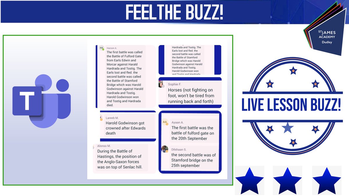 StJamesDudley's tweet photo. FEEL THE BUZZ: Some great learning and engagement in History today! Super Proud! 👏👏👏👏👏👏👏👏👏👏👏👏👏👏 Great Team...Great Learners- #TeamSJA #wevegotthis #lockdownuk #educationmatters https://t.co/yied9PLGgF