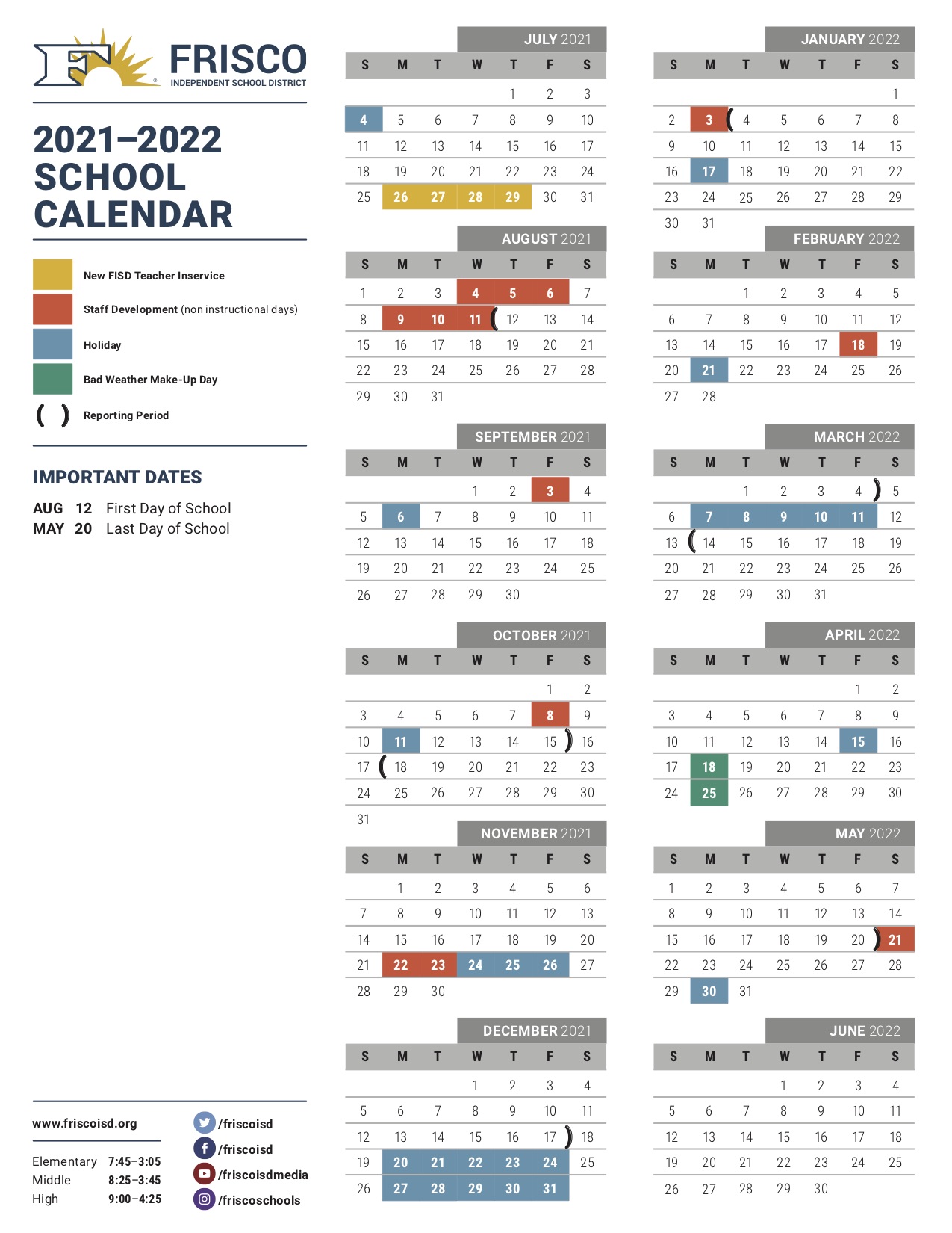 Frisco Isd On Twitter The Frisco Isd Academic Calendar Has Been Approved For The 2021 22 School Year Check Out Https T Co Y7mwd9ngeg For An Overview Of The Approved Calendar Https T Co Jbqnncygj0