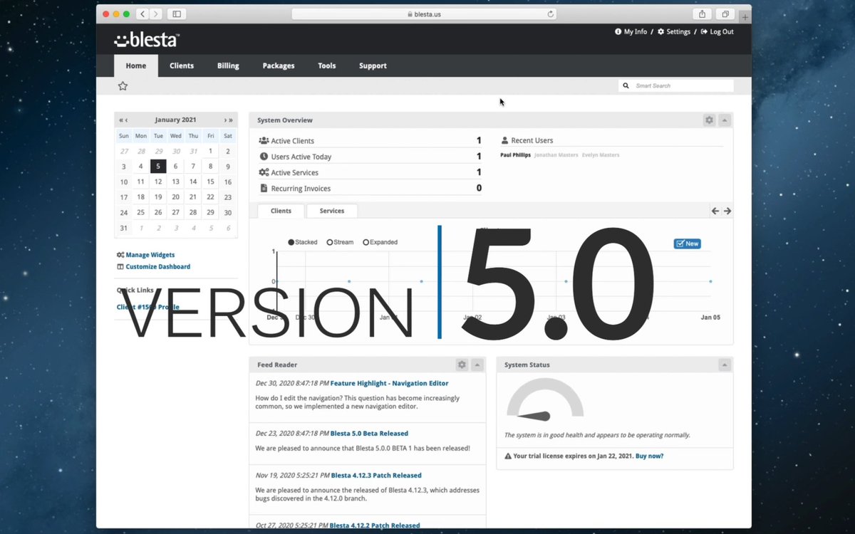 Blesta version 5.0 has been released! Find out more about this major release, and watch the video at blesta.com/2021/01/13/ble… Then, join us on Discord to discuss! discord.gg/XCq34pU #blestaisbetter #majorrelease