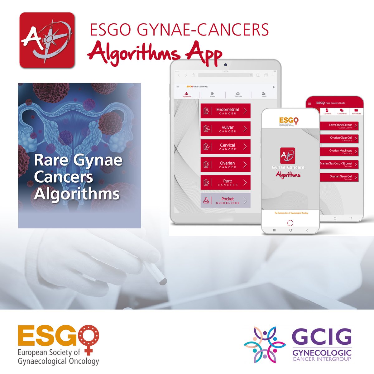ESGO_society's tweet photo. Now available! The #RareCancers Algorithms are on the ESGO Gynae-Cancers Algorithms App. 👉Find it on the app store for your device: 🤖🍏

They cover: Low-grade serous, clear cell and mucinous carcinomas of the ovary, ovarian sex cord and germ cell tumours of the ovary. #gyneonc https://t.co/uzq9Lvv6fm