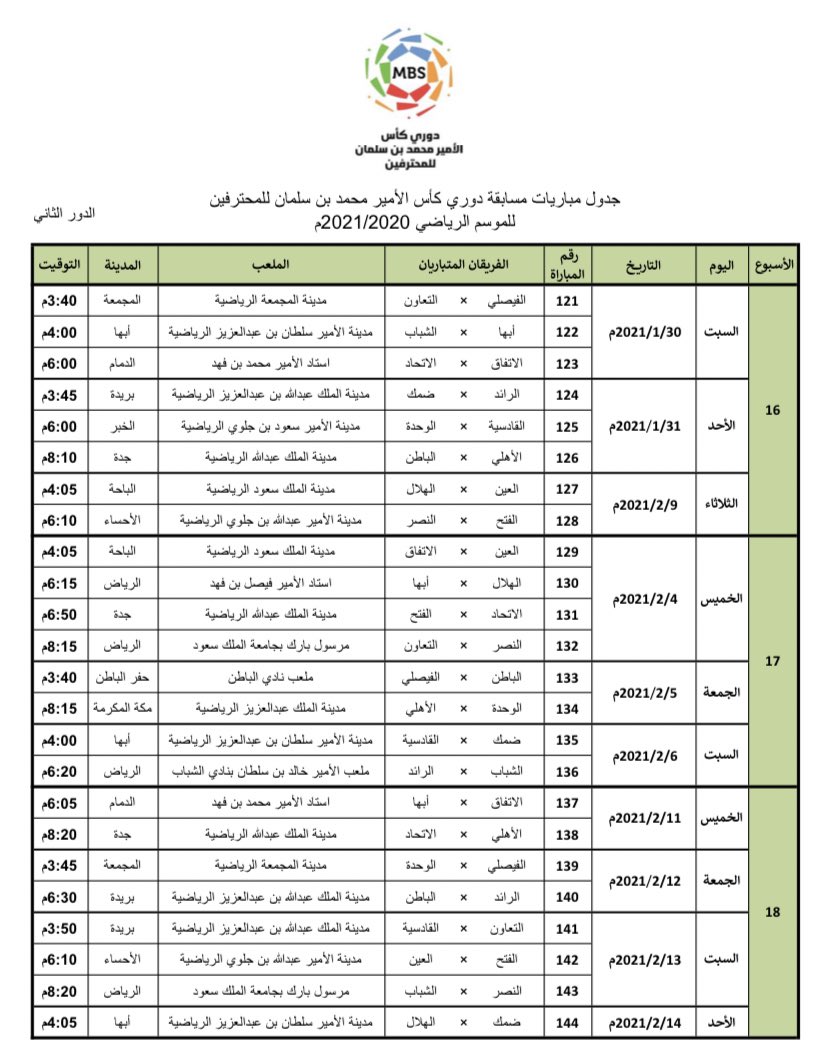 الدور الثاني جدول الدوري 2022 السعودي موعد مباراة