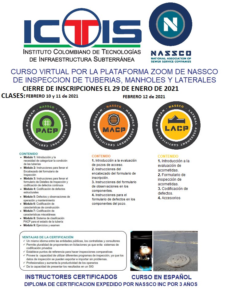 ICTIS1's tweet photo. Nosotros le capacitamos y certificamos a los inspectores para que sean aceptados. Nuestros cursos e instructores en español son autorizados y sus participantes certificados por NASSCO. Cursos todo el año. Cursos virtuales con cupos para grupos de 10 asistentes. Póngale voluntad. https://t.co/2B21v36S6e