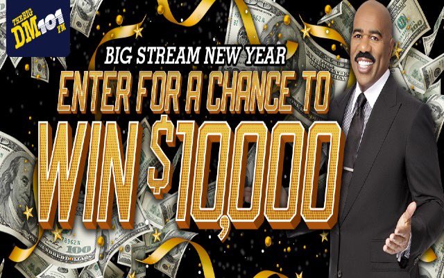 THEBIGDM1013's tweet photo. #BigStreamNewYear wouldnβt it be a great way to start the New Year with $10,000 π΅ Keep listening to #TheBigDM starting at 6am with @steveharveyfm x @curtiswilson275 x @shamaraafia to win! Go to our website for details, link in bio! #g2kn https://t.co/dbgi2NlxVI