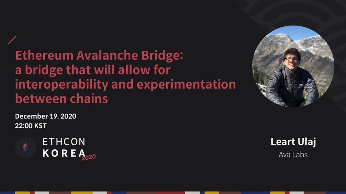 avax's tweet image. How does the Avalanche-Ethereum Bridge work under-the-hood? Learn more in this technical workshop led by @AvaLabsOfficial Technical Program Manager @leartulaj: bit.ly/3oFGnxt
