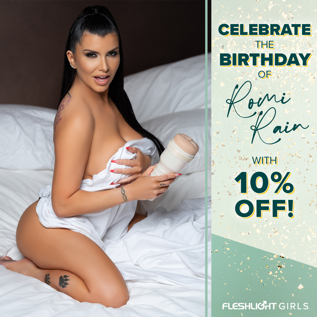 Celebrate Fleshlight Girl @Romi_Rain's birthday ALL MONTH with 10% off her Fleshlight by using coupon