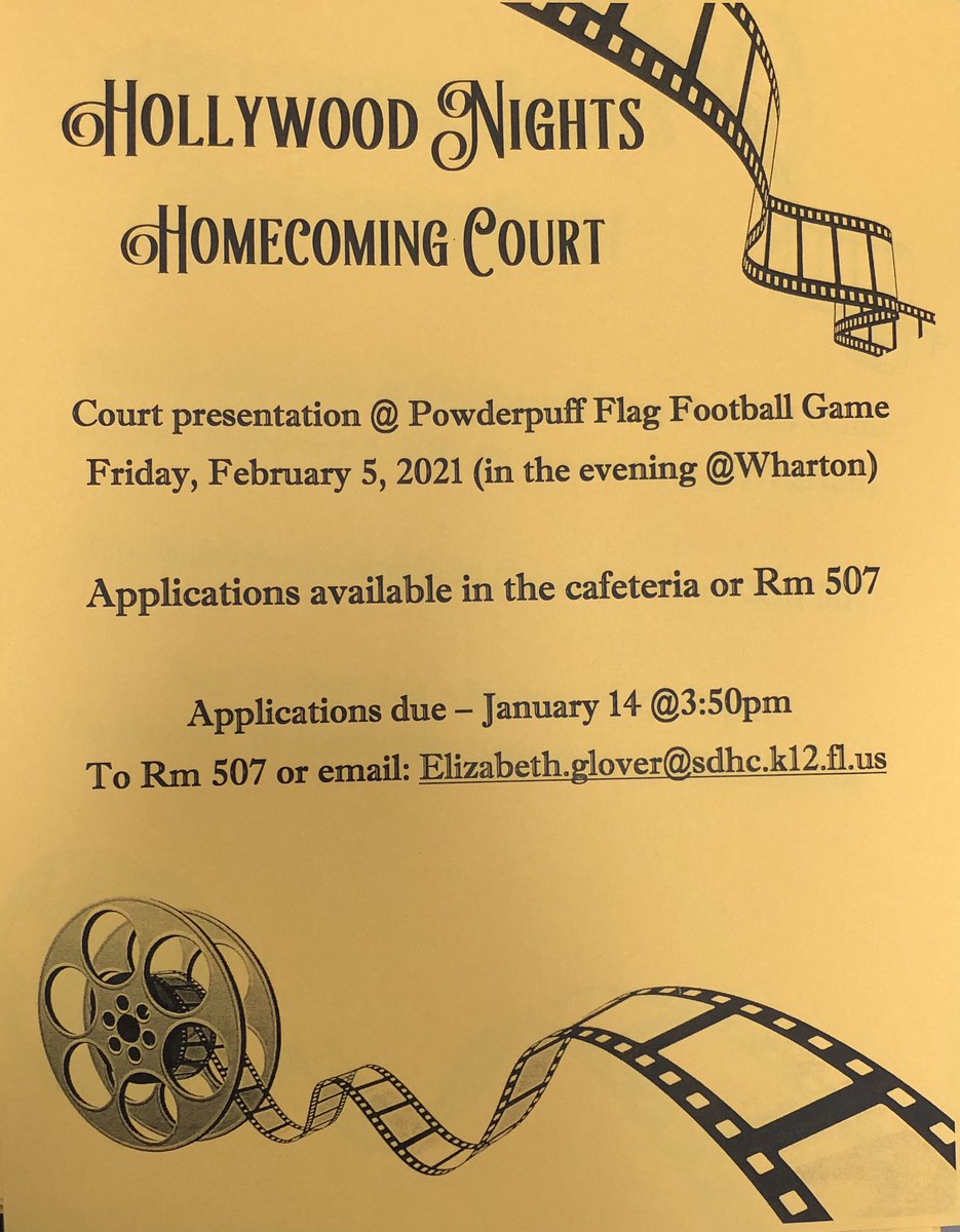 Homecoming court will be announced during our annual powderpuff game!! Applications for both the powderpuff game and homecoming court are now available in room 507 and in the cafeteria! #wearewharton <a href="/WhartonWildcats/">Wharton High School</a>