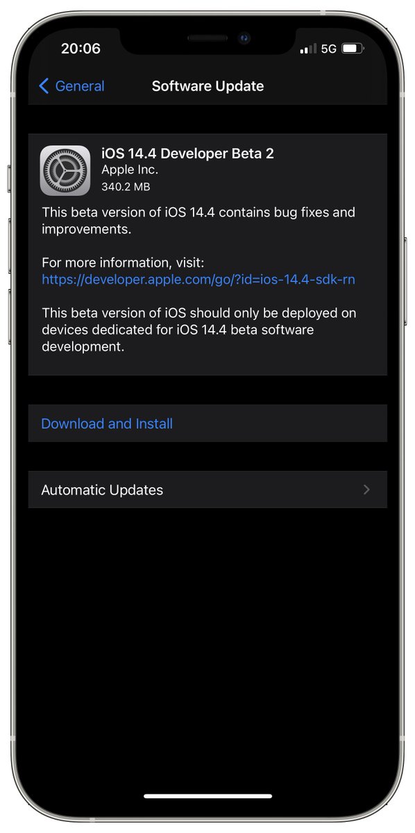 iSWUpdates's tweet photo. iOS 14.4 Dev Beta 2 (18D5043d) has been released. #iOS144 #iOS144DevBeta2 #iOS144Beta2 https://t.co/zVUipN8yqR