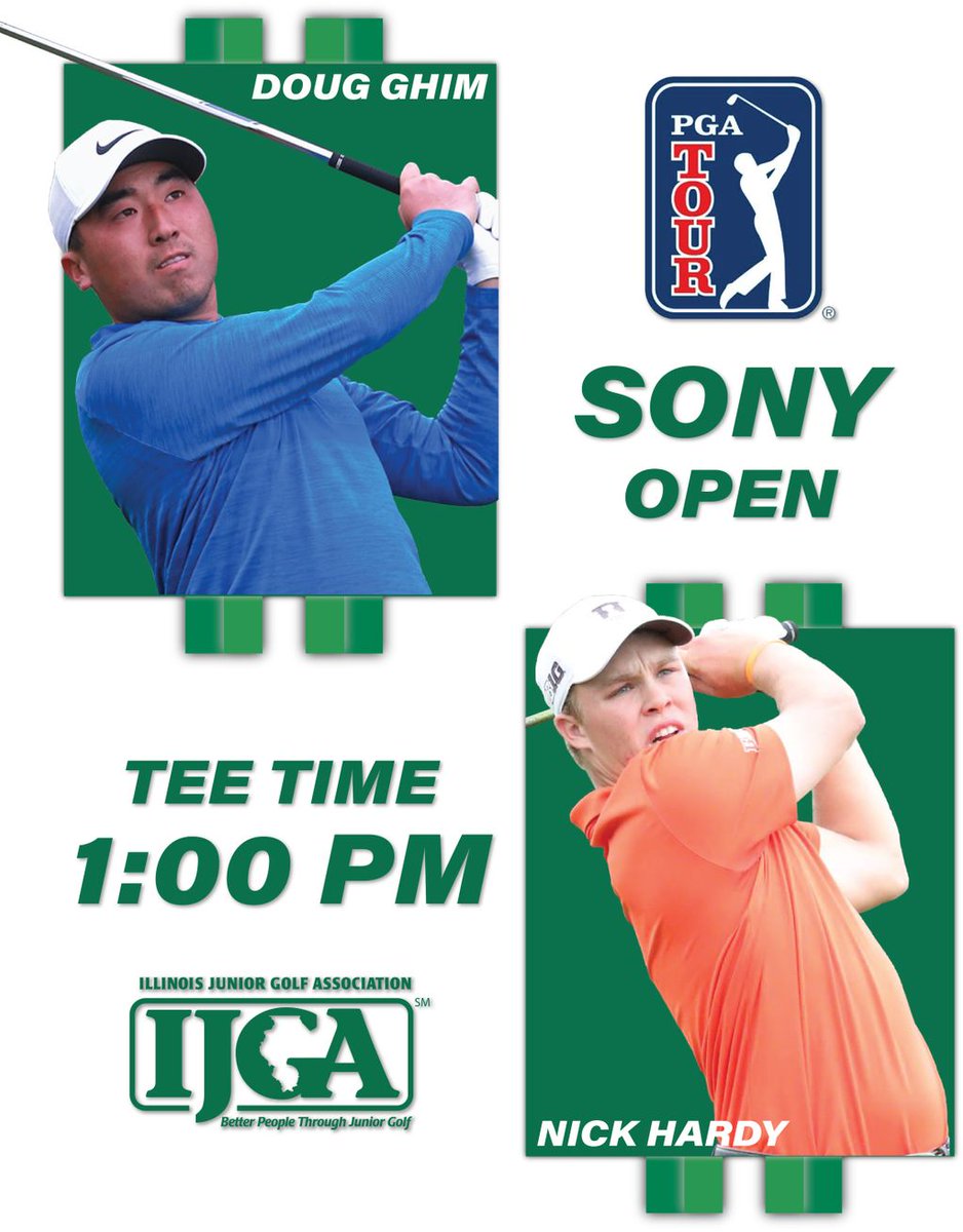 IJGA alumni <a href="/NickHardy8/">Nick Hardy</a> &amp; <a href="/DougGhim/">Doug Ghim</a> are paired together for the first two rounds of the Sony Open. They tee off this Thursday at 1 p.m. central.