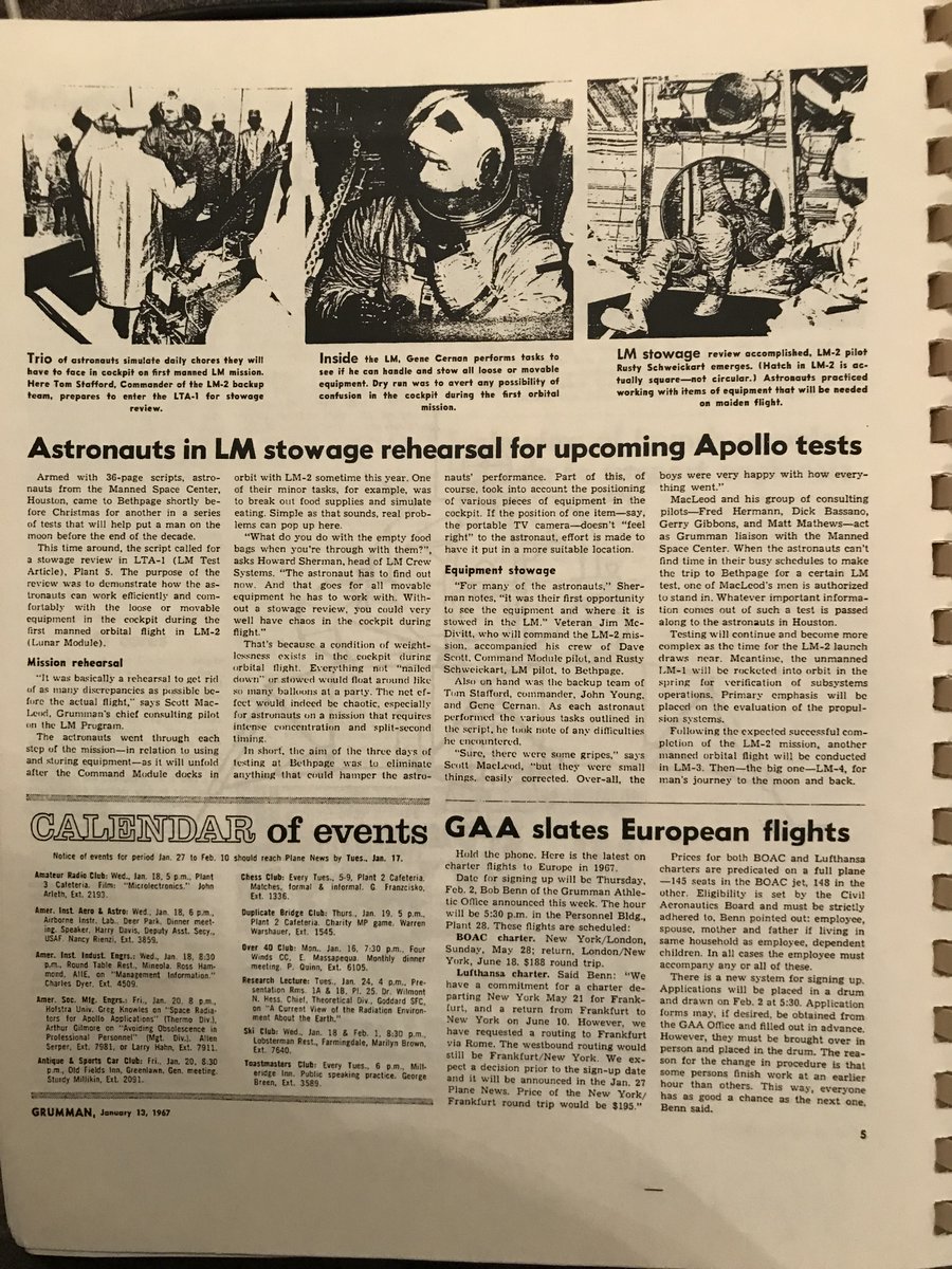 CradleAviation's tweet photo. What do you do with empty food bags when you are through with them? Looking back at a January 13, 1967 issue of Grumman News about an Apollo test stowage rehearsal. #apollomission #apollo #apollocrew #grumman https://t.co/ZOulyZcTiq