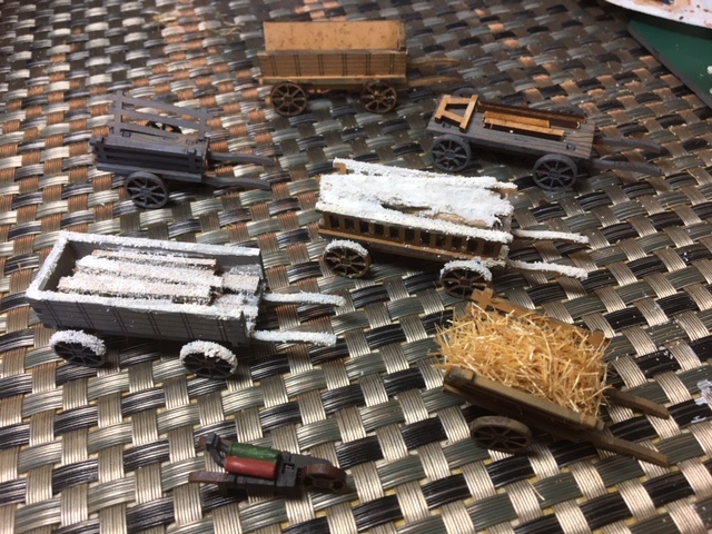 I had trouble finding wagons in 20MM so I asked Glenn at Scenic Route to create these which he did. The welding tanks I created from the parts box German MkIV exhaust pipes. I went to Glenn's website and they are not there? I sent him an email, no answer.