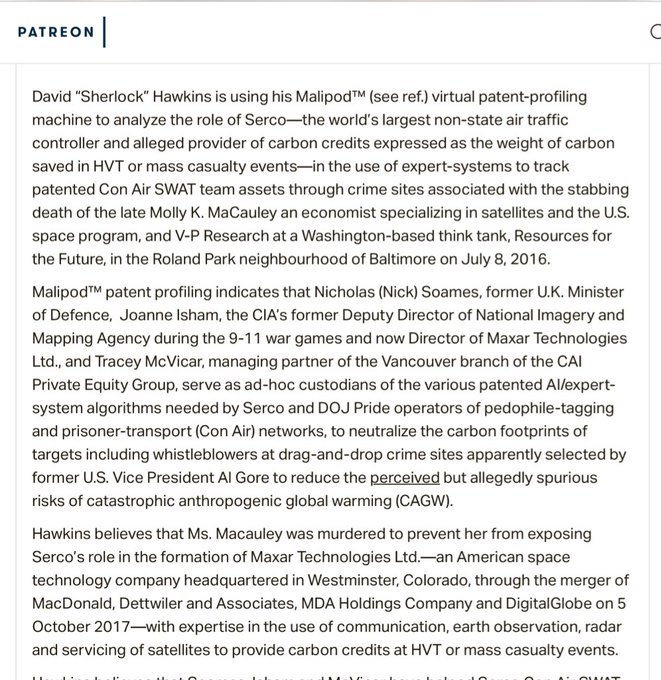 47 - Molly Macauley - World renowned “space economist” was brutally murdered in Baltimore park. Molly was an economist specializing in satellites & the US Space Program & VP at Washington-based think tank - Resources for the Future - lost her life July 8, 2016: Additional Info: