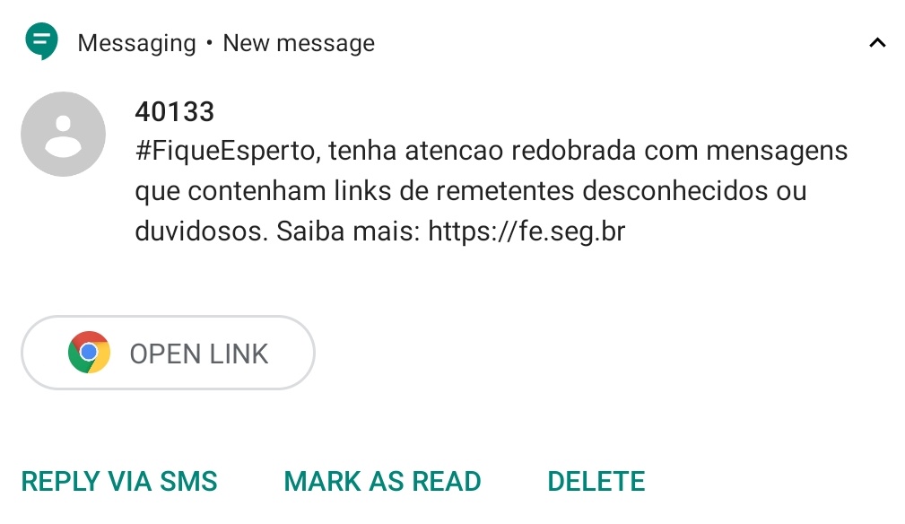 E quando você recebe um link de remetente desconhecido e duvidoso falando pra não abrir links de remetentes desconhecidos e duvidosos? 🤷🏻‍♂️