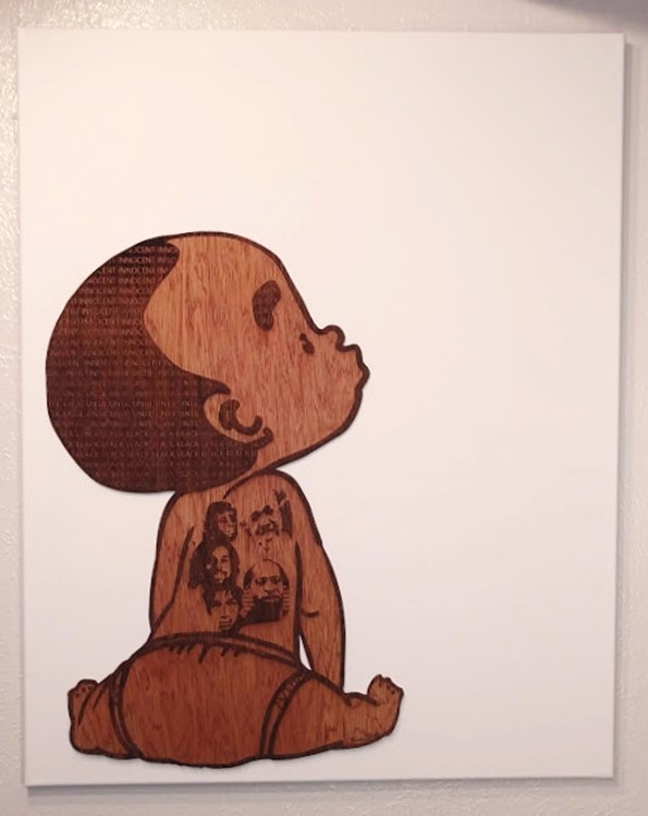 xREZlab's tweet photo. โInnocent Until Black,โ created by @UNTCVAD student Kendra Brown for ASTU 3030, will be featured in the @UNTUnion #art gallery until Jan. 25! Make sure to stop by and see this thought-provoking piece & more before theyโre gone! #BLM #UNT #UNTCVAD #Denton #SocialJustice https://t.co/JBqrpjjKV2