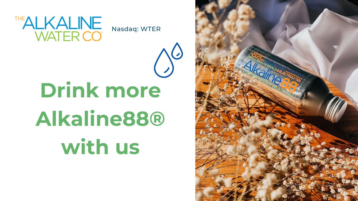 Alkaline88's tweet photo. Drink more Alkaline88® with us—order yours through the link in bio and get free shipping right to your home! Shop here today: https://t.co/oeuyy4akSW $WTER #Water #Beverage #HelloHydration https://t.co/xPBQttcfrA