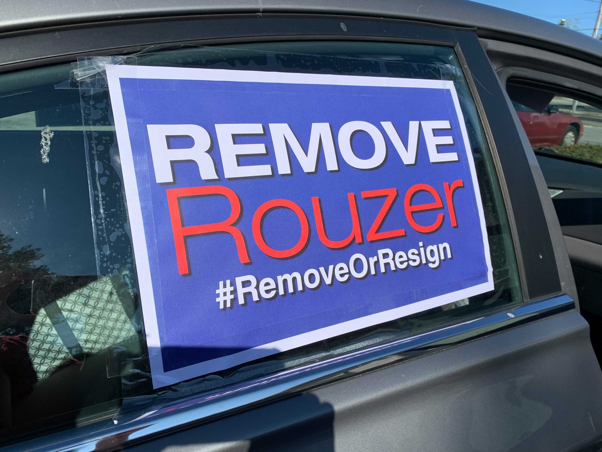 NcDemocracy's tweet photo. A car caravan in @RepDavidRouzer's district NC-07, #WilmingtonNC is calling that he #RemoveOrResign. In failing to certify and uphold free and fair election results, he voted against democracy and has forfeited his right to represent the people of NC. #TruthOrResign https://t.co/qhjhLLjEaJ
