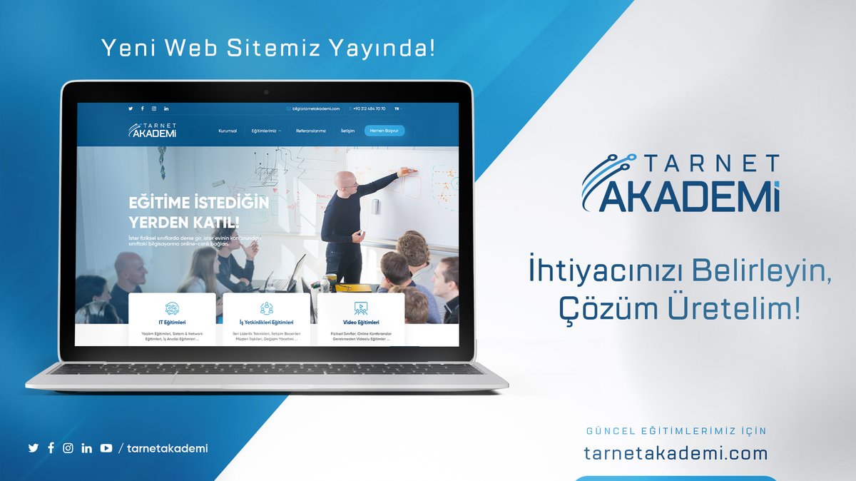 Kurumsal eğitim ihtiyaçlarına profesyonel çözüm üreten @TarnetAkademi , yeni web sayfası ile hizmetinizde!

Detaylı bilgi 👉 tarnetakademi.com