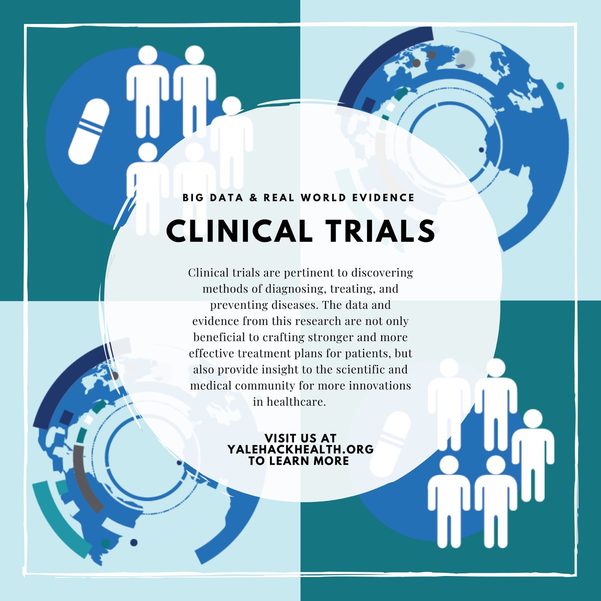 9 days until the hackathon! Today's spotlight is Clinical Trials, another track in this year's theme Big Data &amp; Real World Evidence

Our deadline registration has been extended to January 15th, so go over to yalehackhealth.com/registration to sign up! No coding experience required