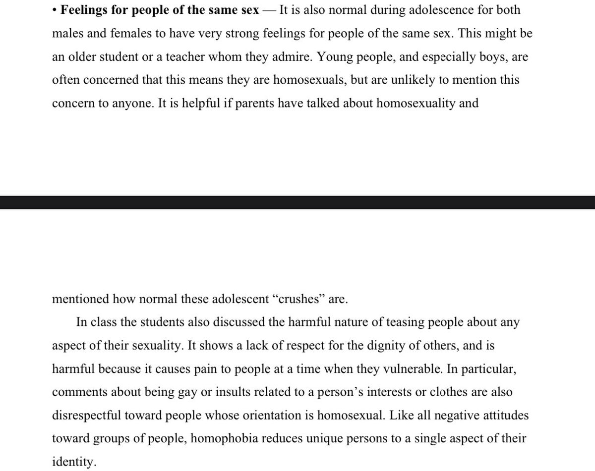 This is gaining attention which is great so I want to add another layer to this. In 2018, one of Ontario’s biggest political debates was around HPE curriculum. Meanwhile, all Catholic schools teach the curriculum with that^ definition (and these)...