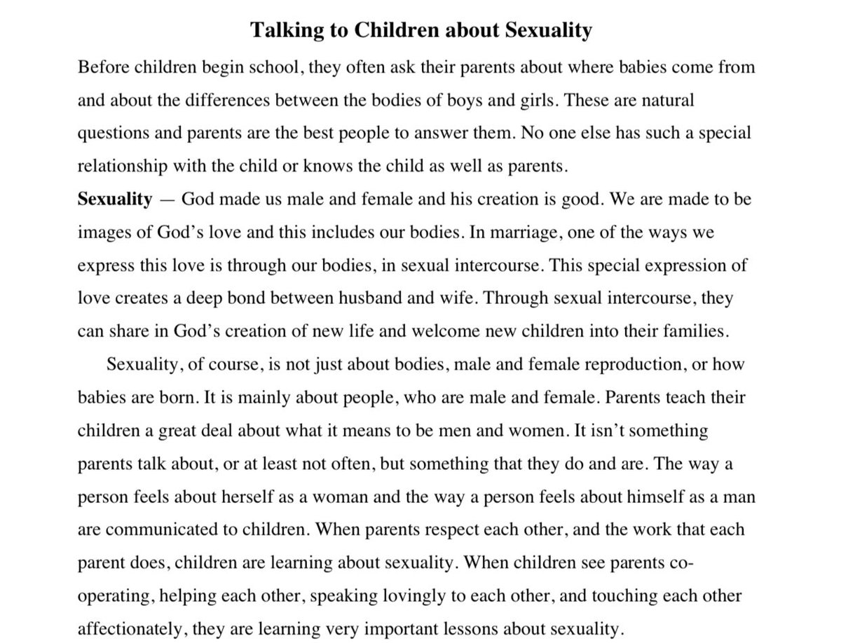 This is gaining attention which is great so I want to add another layer to this. In 2018, one of Ontario’s biggest political debates was around HPE curriculum. Meanwhile, all Catholic schools teach the curriculum with that^ definition (and these)...