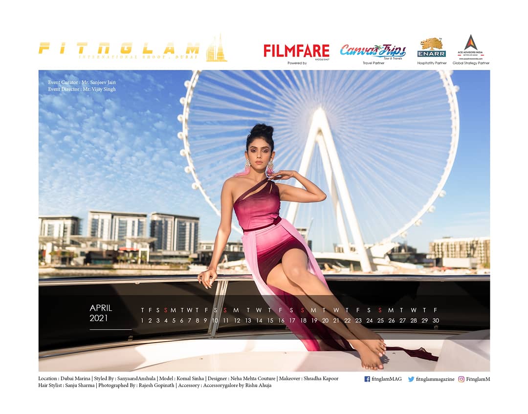 FitnglamM's tweet photo. Here It Is ! Fitnglam International Calendar 2021, UAE. 
#april2021

Featuring @komalsinha1993.
Founder @Vijay_singh712 
Shoot curator @sanjeevjain2802 https://t.co/s54LsZ1sbT