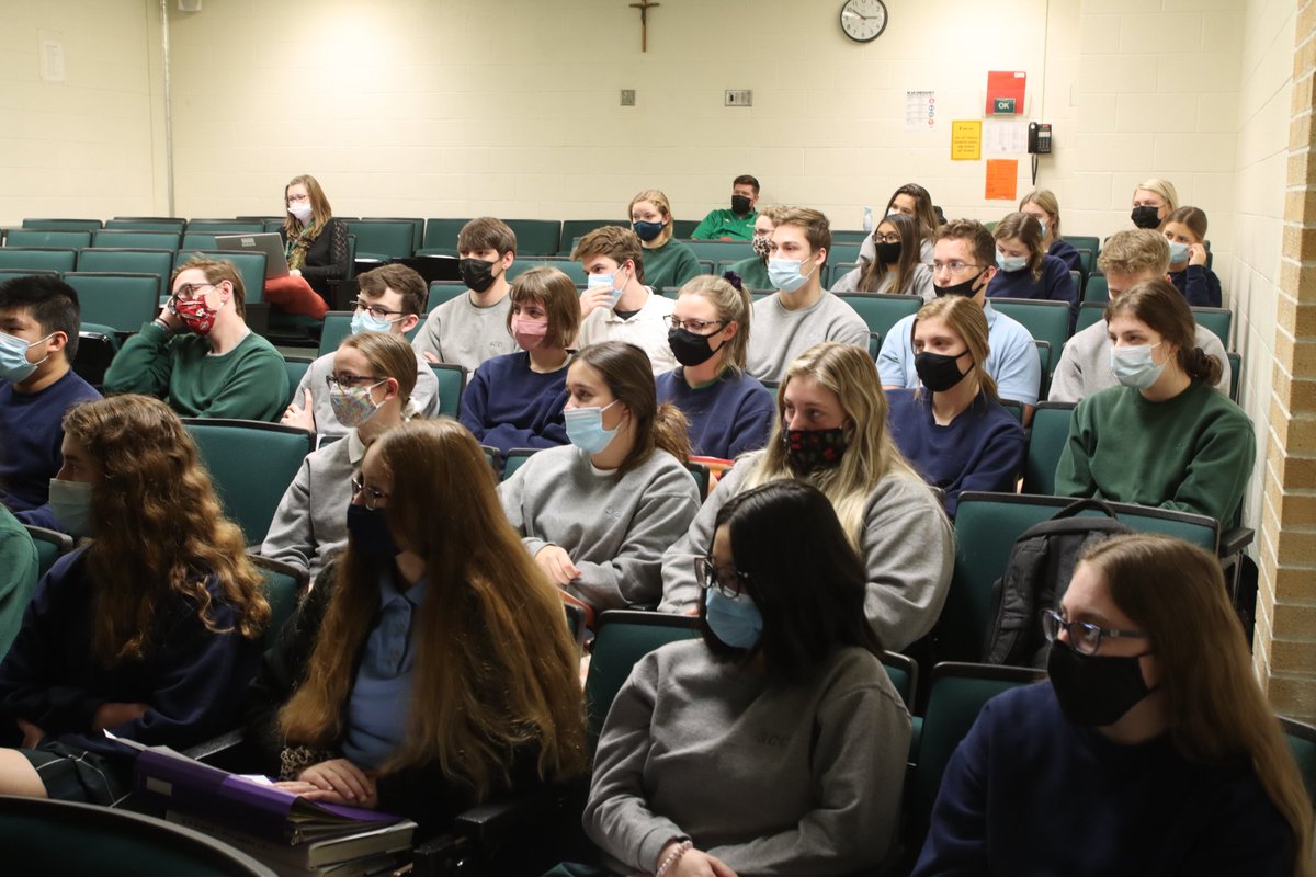 We had two familiar faces walking the halls today. 2019 Scotus graduates Isaac Ostdiek and Caleb Kosch are current seminarians at Saint John Vianney College Seminary at <a href="/UofStThomasMN/">University of St. Thomas</a>. They spoke to students about seminary life and growing in their faith. #TheScotusWay #Alumni