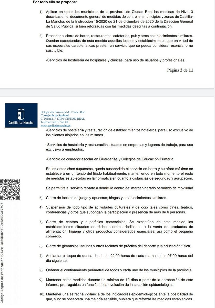 En vigor las nuevas medidas especiales para la provincia de C. Real.
🔵Cierre perimetral de todos los municipios.
🔵Cierre de bares, cafeterías y restaurantes, salvo los ubicados en centros de trabajo u hospitales y colegios.
Más información 👇