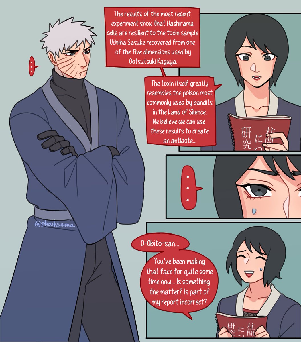 former leader of Akatsuki sits in on the Leaf's research meetings just to make snide comments about cell research ???
(1/2)