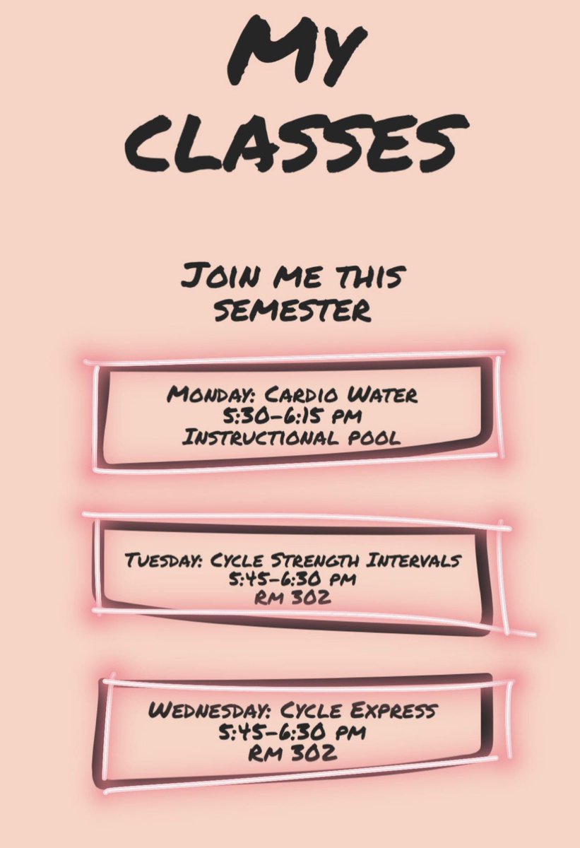 myrkaomaet's tweet photo. alright it’s that time again Aggies! Go register for some fun workout classes!
****Plus I am teaching outdoor bootcamp MWF 6:15-7:15 am, southside entrance!! https://t.co/ZOqfgAHkRF