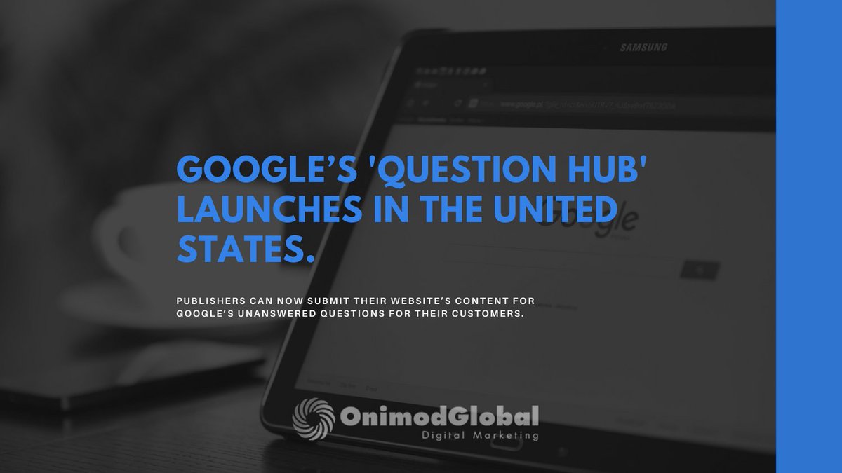 OnimodGlobal's tweet photo. Searchers are now able to tell #Google that their question was not answered by Google’s search results, and it will be submitted into #QuestionHub.

Businesses can then use these insights to create better #content for their audience.

#Digitalmarketing #digitalmarketingtrends https://t.co/QY7HVECdww
