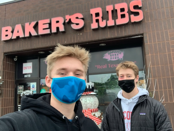 EPChamber's tweet photo. It's Day 2 of our #SupportEdenPrairieBusinessesWeek series! Peter and Nick, two of our high school Chamber interns, are helping us celebrate the reopening of our restaurants. Today's featured restaurants are @Lionstap and @BakersRibsBBQ. https://t.co/AXhBR5OlmY