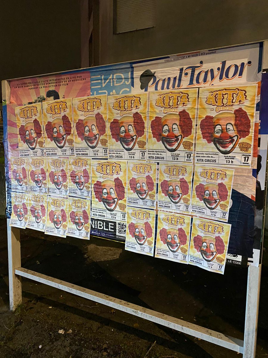 rendezleFCN's tweet photo. 13/01/2021 - 5000 affiches (Nantes et périphérie):

"Nouvelle représentation dans votre ville du... 𝙆𝙄𝙏𝘼 𝘾𝙄𝙍𝘾𝙐𝙎"

📆 Dimanche 17 janvier à 13h
📍 Arrêt de tram Beaujoire

#KitaOut #KitaCircus 

⬇️ https://t.co/9hmwexLNlZ