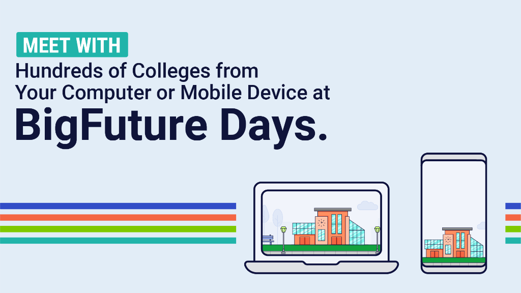 OfficialSAT's tweet photo. . @CollegeBoard is hosting four virtual college fairs in February and March! Register for one or more #BigFutureDays to connect with colleges you're interested in. https://t.co/YikMNcBcET https://t.co/a9PdnD0EEk