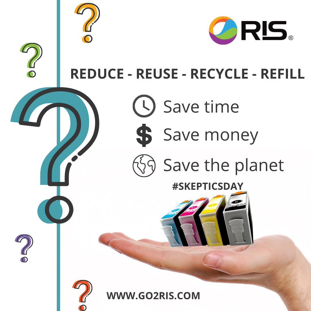 For anyone still skeptical about refilling ink cartridges - don't be! You'll be surprised by the convenience, excited to save up to 70% over a new OEM cartridge and reassured to know you are reducing single-use plastic waste. Give it a try and see for yourself! #skepticsday #RIS