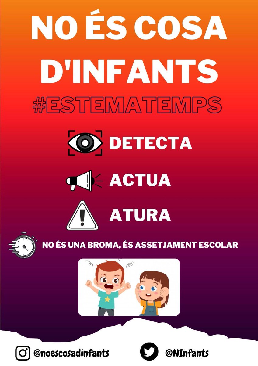 NInfants's tweet image. Agafar material d’un company o una companya sense permís no és una broma, pot ser un indici d’assetjament escolar.

Davant aquests comportaments:
👉Detecta
👉Actua
👉Atura
#estematemps #assetjamentescolar #stopbullying
