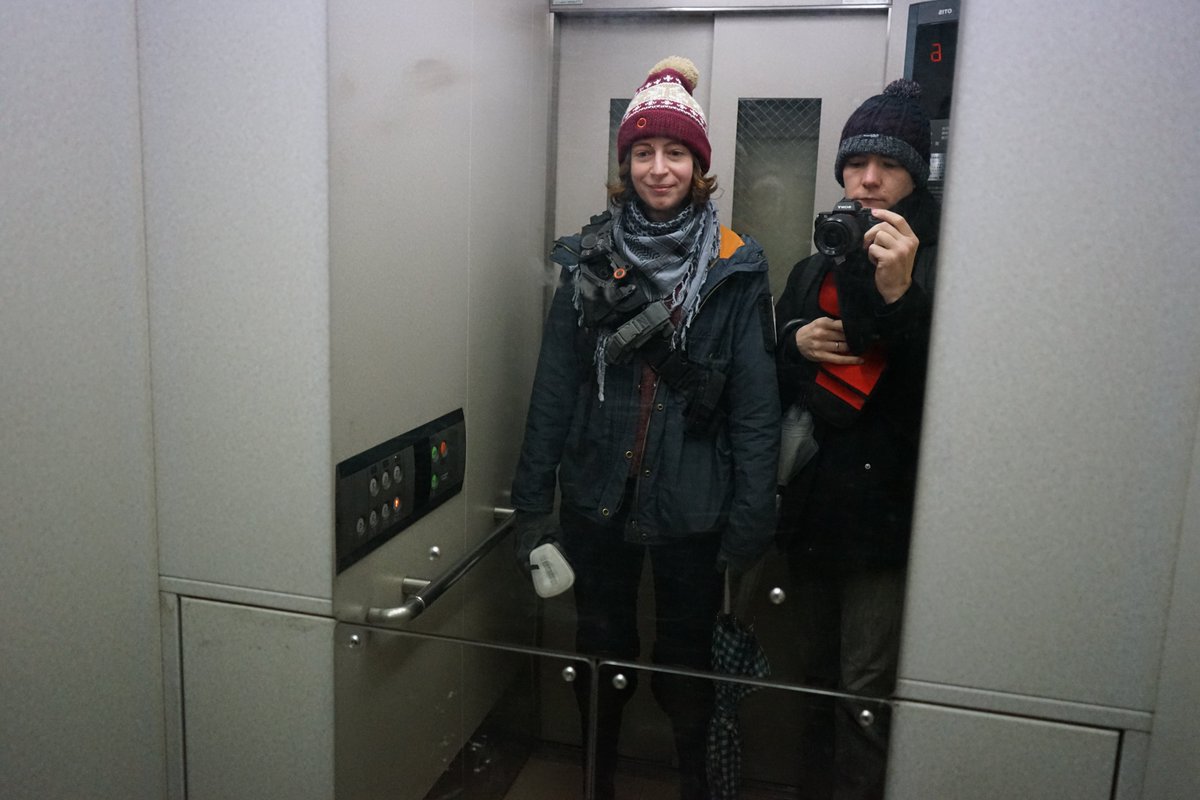 At that point (end of Feb. 2018) I can barely stand on my feet and walk, but there's this huge snowstorm outside and... Well, someone ought to look for those anti-rivals, right?Hubby catches me running for the first time in months.Also, Dark Zone vibes.