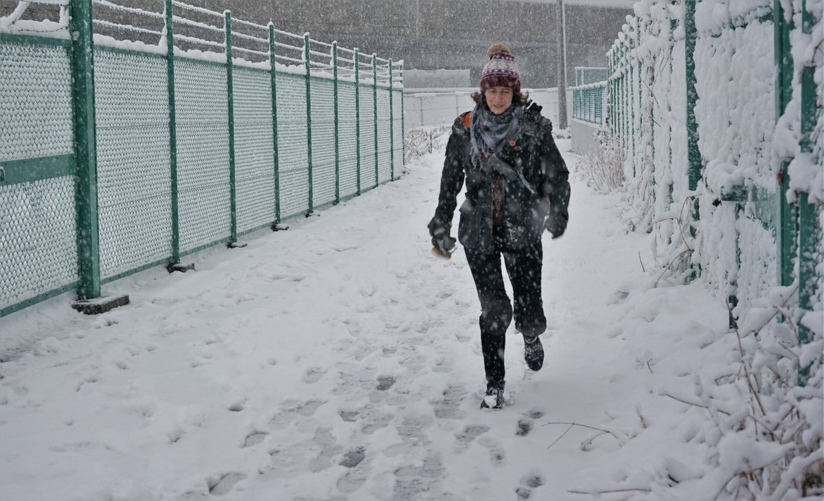 At that point (end of Feb. 2018) I can barely stand on my feet and walk, but there's this huge snowstorm outside and... Well, someone ought to look for those anti-rivals, right?Hubby catches me running for the first time in months.Also, Dark Zone vibes.