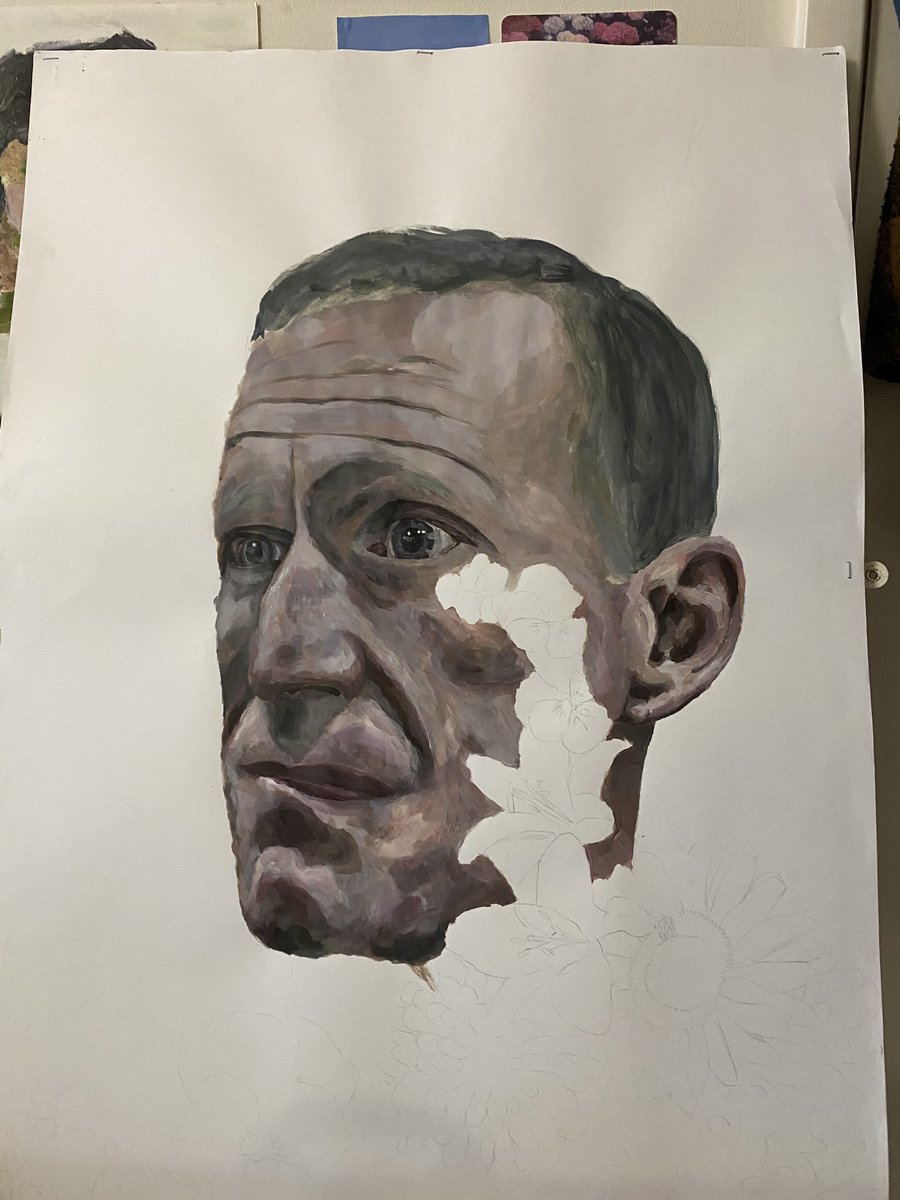 ChelloArtDept's tweet photo. Our 6th formers are still working exceptionally hard at home with remote teaching, here’s some large scale final pieces in progress 😍😍 #ocr #fineart #alevel2021 #thefuture #artists #painting  @ChelloSixthForm #chellastonacademy https://t.co/PQszjkwHYl